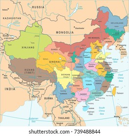 China Map - Detailed Vector Illustration