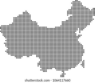 China map dots vector illustration background. Dotted map of China. Creative pixel art map 