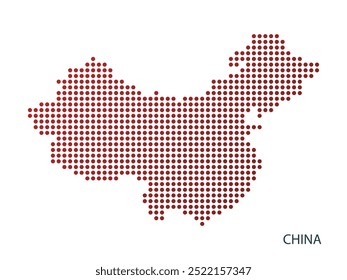 Ilustración de diseño de Vector de gradación roja punteada de mapa de China aislado fondo blanco