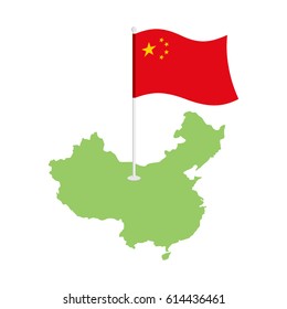 China map and flag. Chinese resource and land area. State patriotic sign
