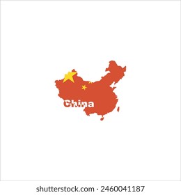 China map and flag color design on white background
