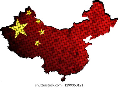 China map with flag inside - Illustration