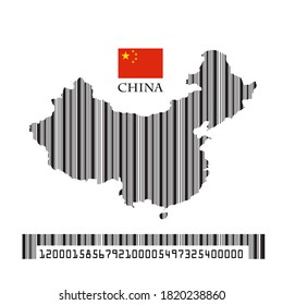 China map flag made bar code, vector illustration.