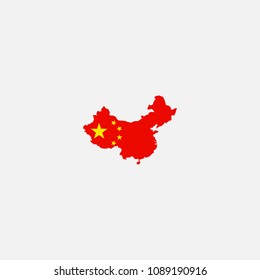 China Map and Flag of  Vector Illustration
