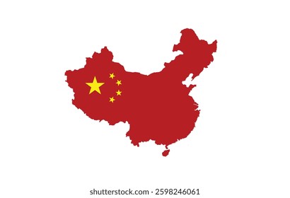 China Map with Flag Vector Illustration