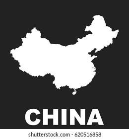 China map. Flat vector illustration on black background