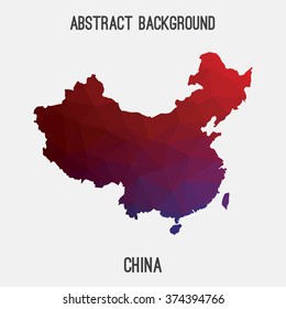China map in geometric polygonal style.Abstract tessellation,modern design background. Vector illustration EPS8