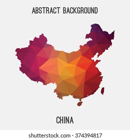 China map in geometric polygonal style.Abstract tessellation,modern design background. Vector illustration EPS8. 