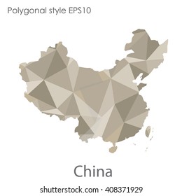 China map in geometric polygonal style.Abstract gems triangle,modern design background.