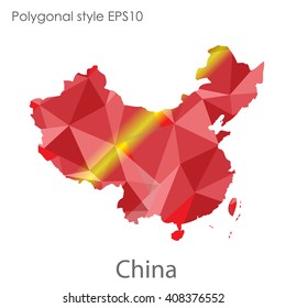 China map in geometric polygonal style.Abstract gems triangle,modern design background.