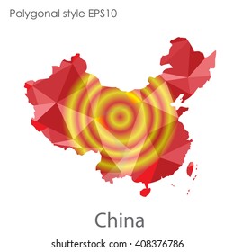 China map in geometric polygonal style.Abstract gems triangle,modern design background.