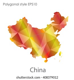China map in geometric polygonal style.Abstract gems triangle,modern design background.
