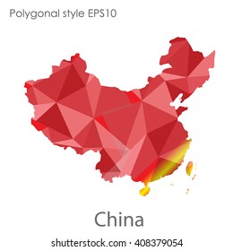 China map in geometric polygonal style.Abstract gems triangle,modern design background.