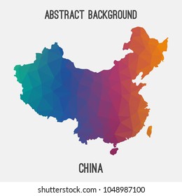 China map in geometric polygonal,mosaic style.Abstract tessellation,modern design background,low poly. Geometric cover, mockup. Vector illustration.