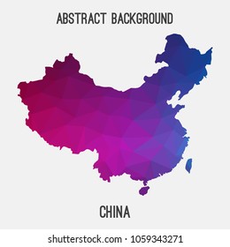China map in geometric polygonal,mosaic style.Abstract tessellation,modern design background,low poly. Geometric cover, mockup. Vector illustration.