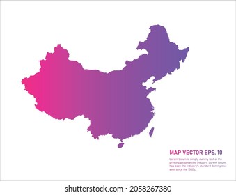China map gradient color . on white background. 