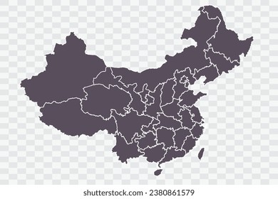 China Map Graphite Color on White Background quality files Png