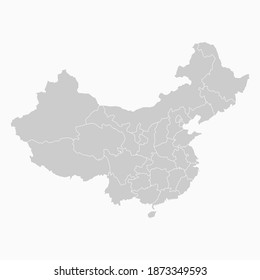 China Map Gray Color. Geographic Isolated Gray Vector Country Border Map Of China PRC. Vector Illustration