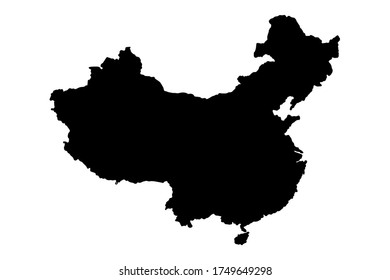 China map with gray tone on  white background,illustration,textured , Symbols of China,vector illustration