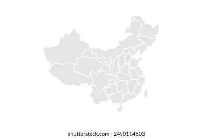 China map Grayscale,isolated on white background for website layouts,background,education, precise,customizable,Travel worldwide,map silhouette backdrop,earth geography, political,reports.