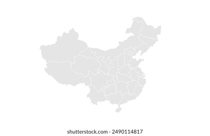 China map Grayscale,isolated on white background for website layouts,background,education, precise,customizable,Travel worldwide,map silhouette backdrop,earth geography, political,reports.