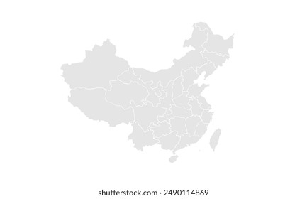 China map Grayscale,isolated on white background for website layouts,background,education, precise,customizable,Travel worldwide,map silhouette backdrop,earth geography, political,reports.