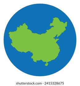 China mapea el color verde en el diseño del globo con el color del círculo azul.