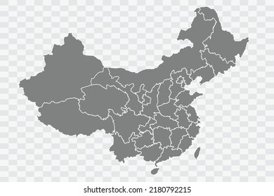 China Map grey Color on White Background quality files Png 