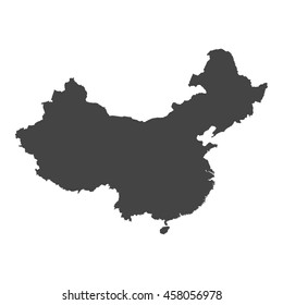 China map. Grey vector illustration on white background