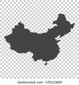 China map. Grey vector illustration on isolated background