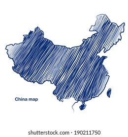 China map hand drawn background vector,illustration