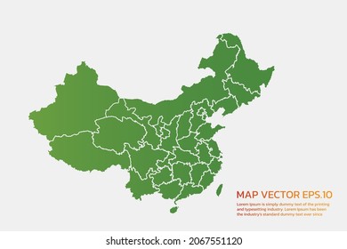 China map High Detailed green color. on white background. Abstract design vector illustration eps 10