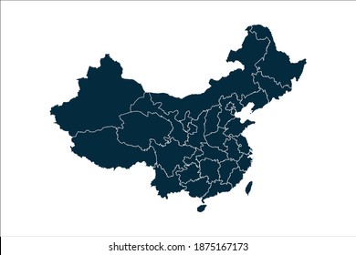 china map High Detailed on white background.