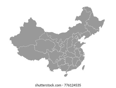 china map. High detailed map of china on white background. Vector illustration eps 10.