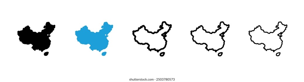 China map icon in black and blue colors