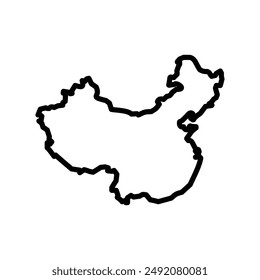 china map icon linear logo mark in black and white