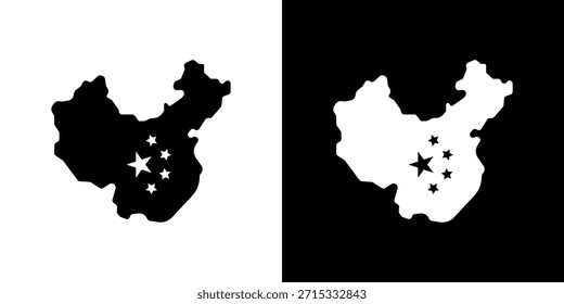 China map icon Set collection. Vector silhouette.