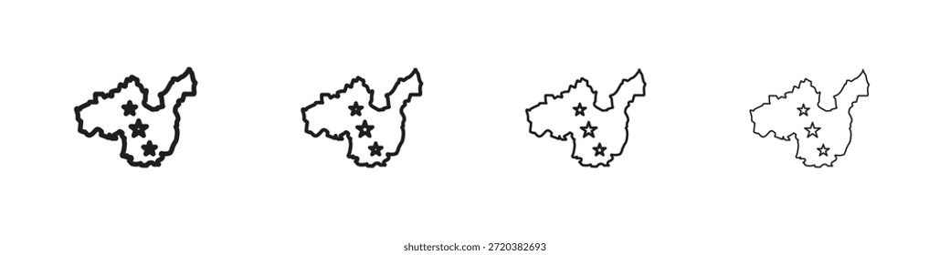 Chinakarte Symbolsatz, Illustration, Schwarz