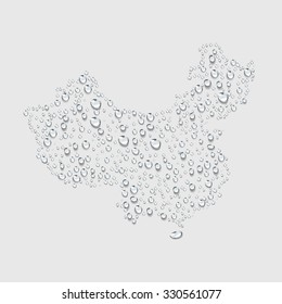 China map icon sign, transparent water drop vector,  water and irrigation concept