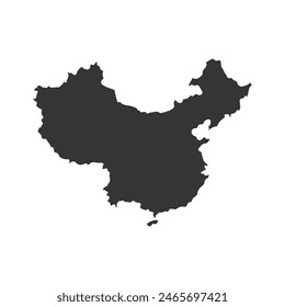 China Map Icon Silhouette Illustration. Chinese Vector Graphic Pictogram Symbol Clip Art. Doodle Sketch Black Sign.