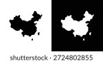 China map icon silhouette vector flat illustration design pack.