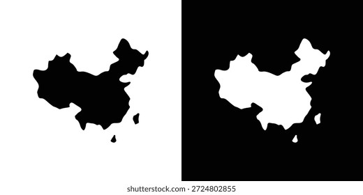 China Karte Symbol Silhouette Vektor flache Illustration Design Pack.