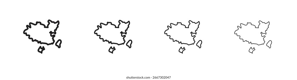 China map icon simple black vectors pack. Design infographic element