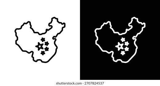 China map icon symbol in thin line, outline and stroke style for apps