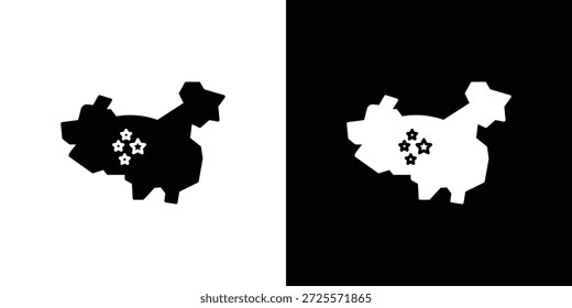 Icono de mapa de China en estilo lineal delgado de trazo de moda.