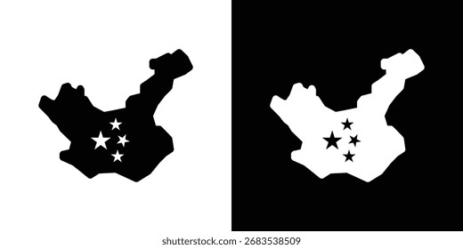 China mapa ícone vetorial gráficos. Conjunto de vetor preto sólido plano