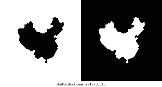 Ícone do mapa da China. Ilustração vetorial. Silhueta em preto