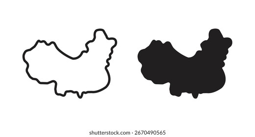 China map icon vector, sign and symbol for design, website or apps elements.