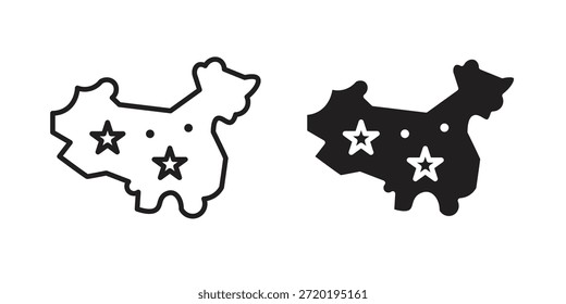 China mapa iconos. Píxel perfecto. Icono de contorno de Vector. Concepto de logotipo plano.