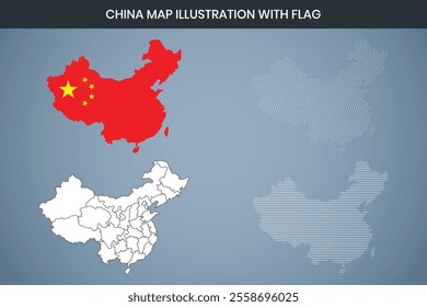 China Map Illustration with Flag